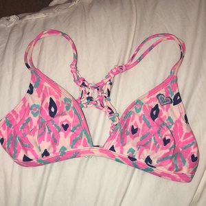pink and blue bathing suit top